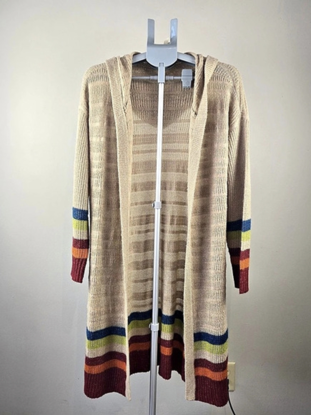 Matilda Jane Hooded Color Block Cardigan in Beige